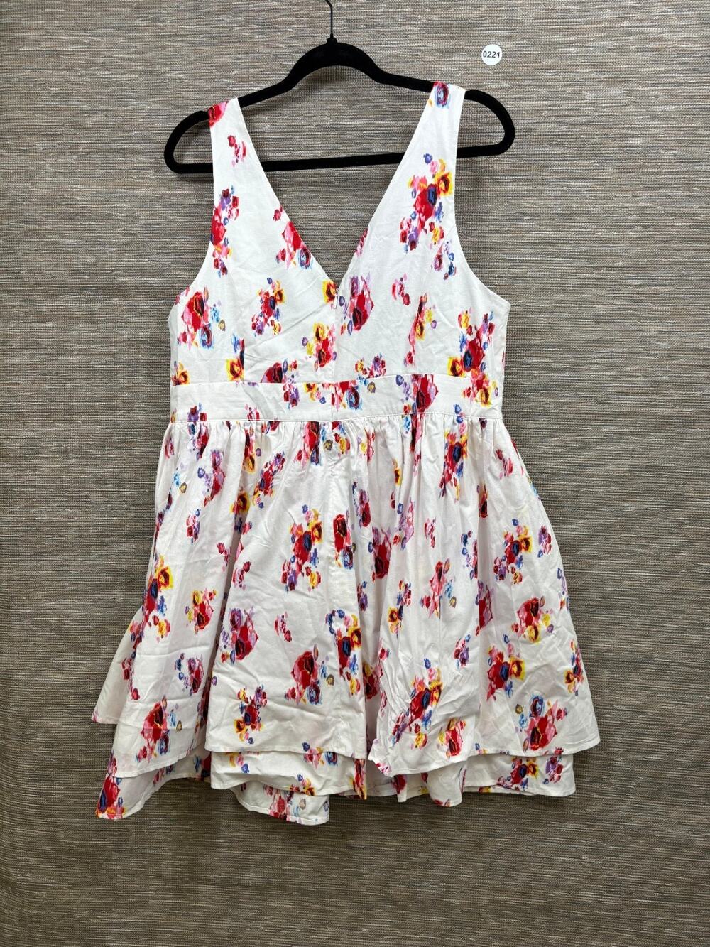 Prabal Gurung For JCPenny Floral Sun Dress Womens Size 16 White Multi V-Neck NEW